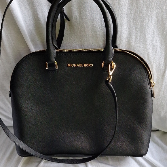 Michael Kors Black Satchel Bag with Gold Accents - Picture 1 of 5